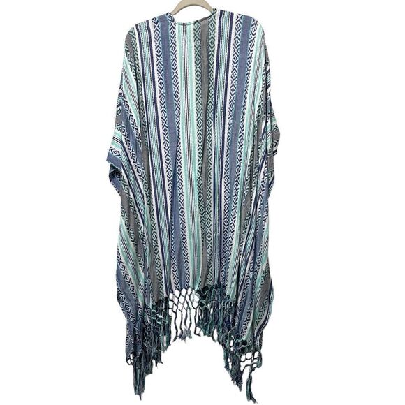 ARIAT Striped Fringe Boho Long Kimono O/S - Picture 6 of 7